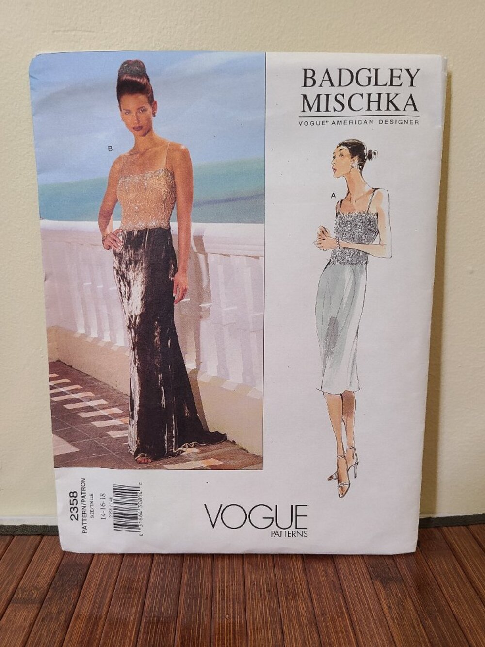 Vintage 90s Vogue Pattern 2358 Badgley Mischka Dress Sz 14-18